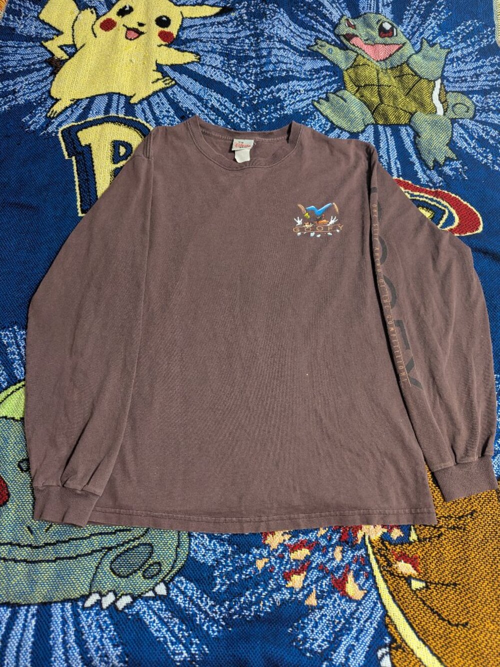Vintage Y2K Disney Story Goofy Brown Long Sleeve Shirt size Medium